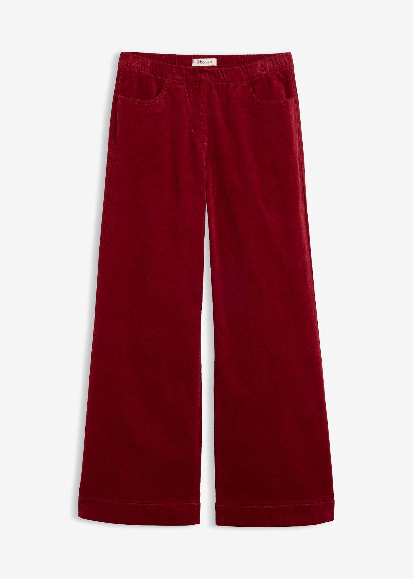 Pantalon large en velours de coton côtelé, taille haute