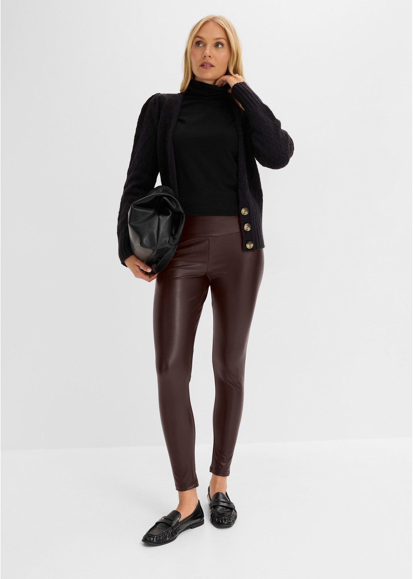 Legginsy termiczne z imitacji skóry - Bonprix
