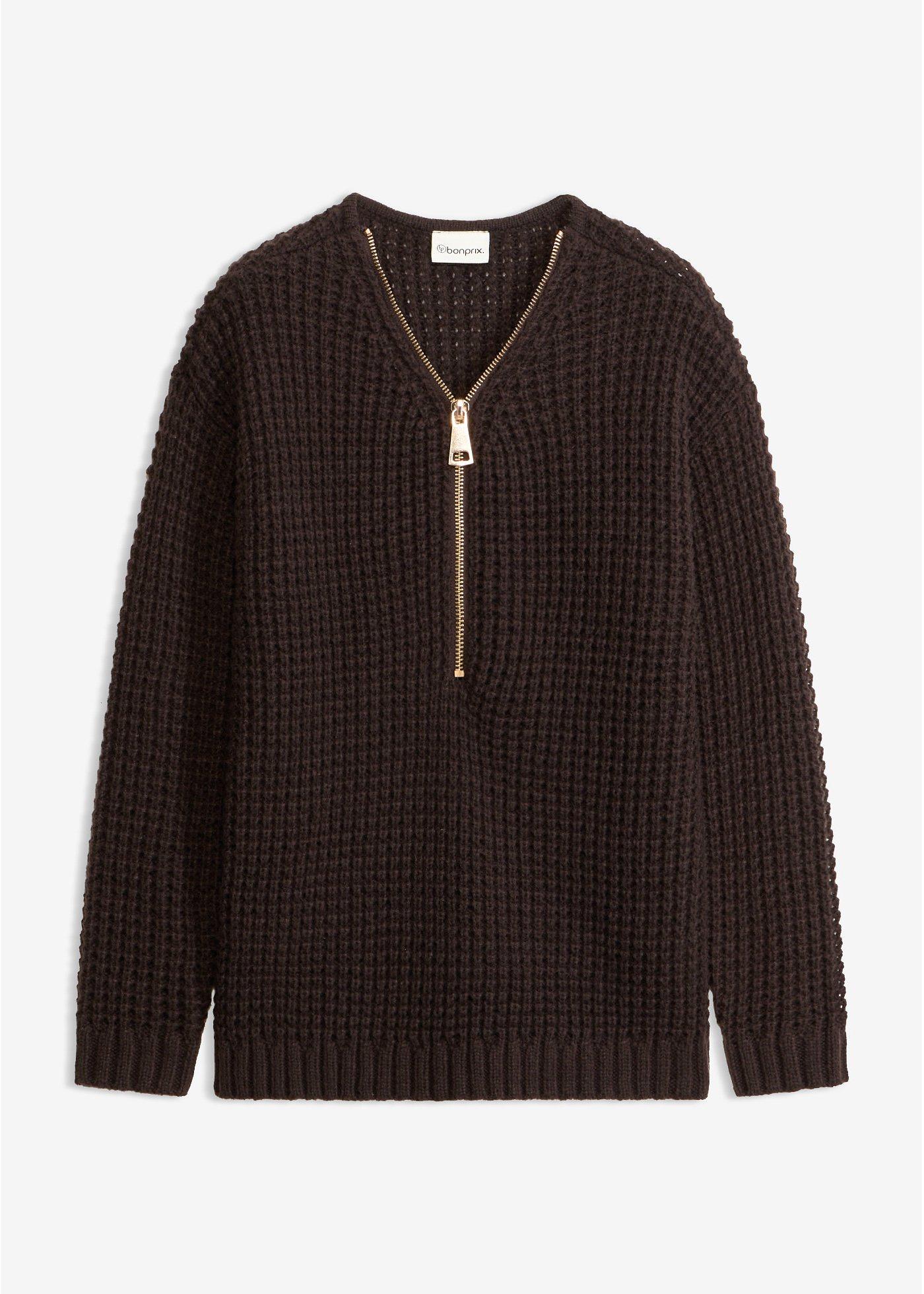 Pull en grosse maille avec zip
