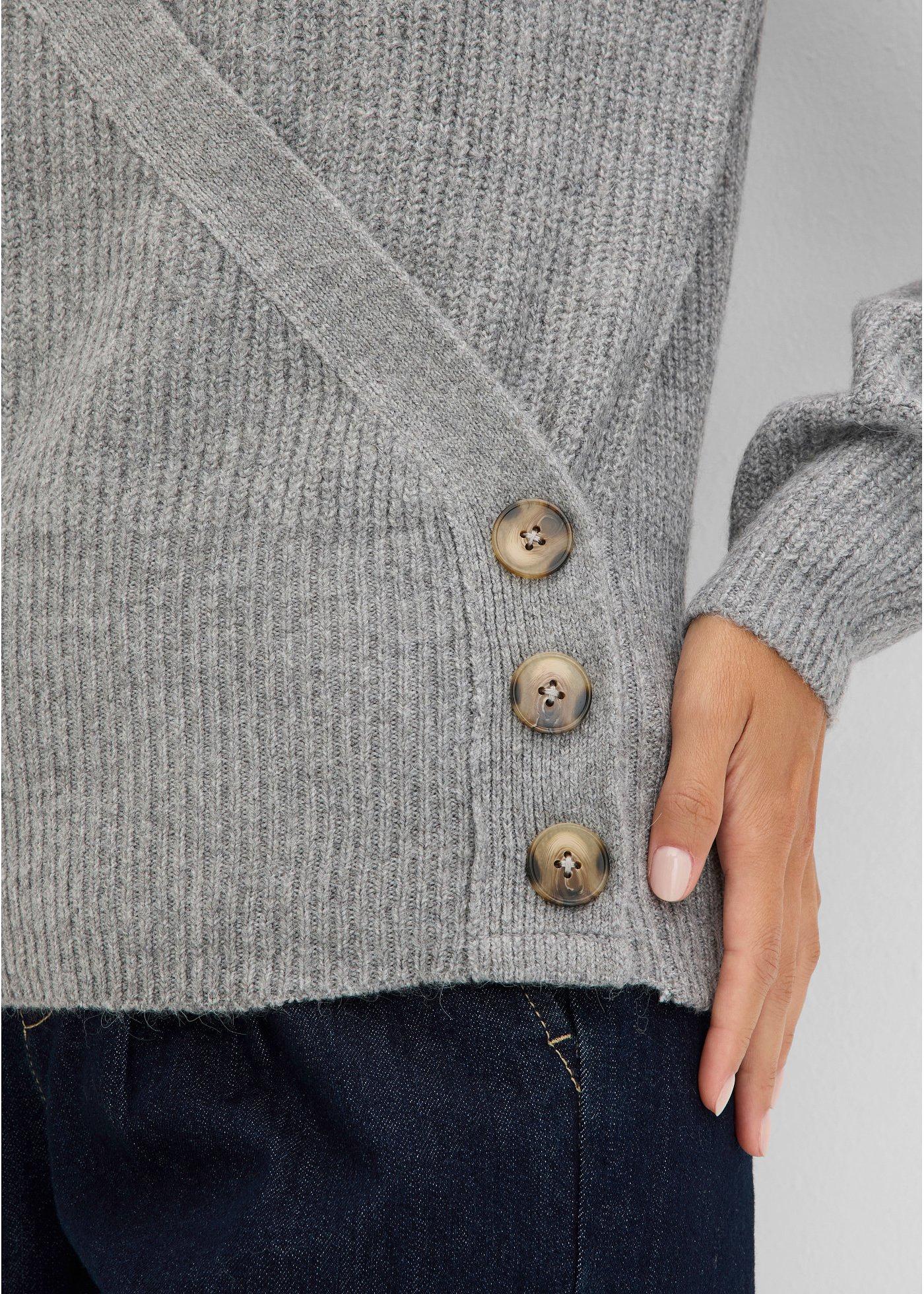 Sweter oversize z dekoltem kopertowym - Bonprix