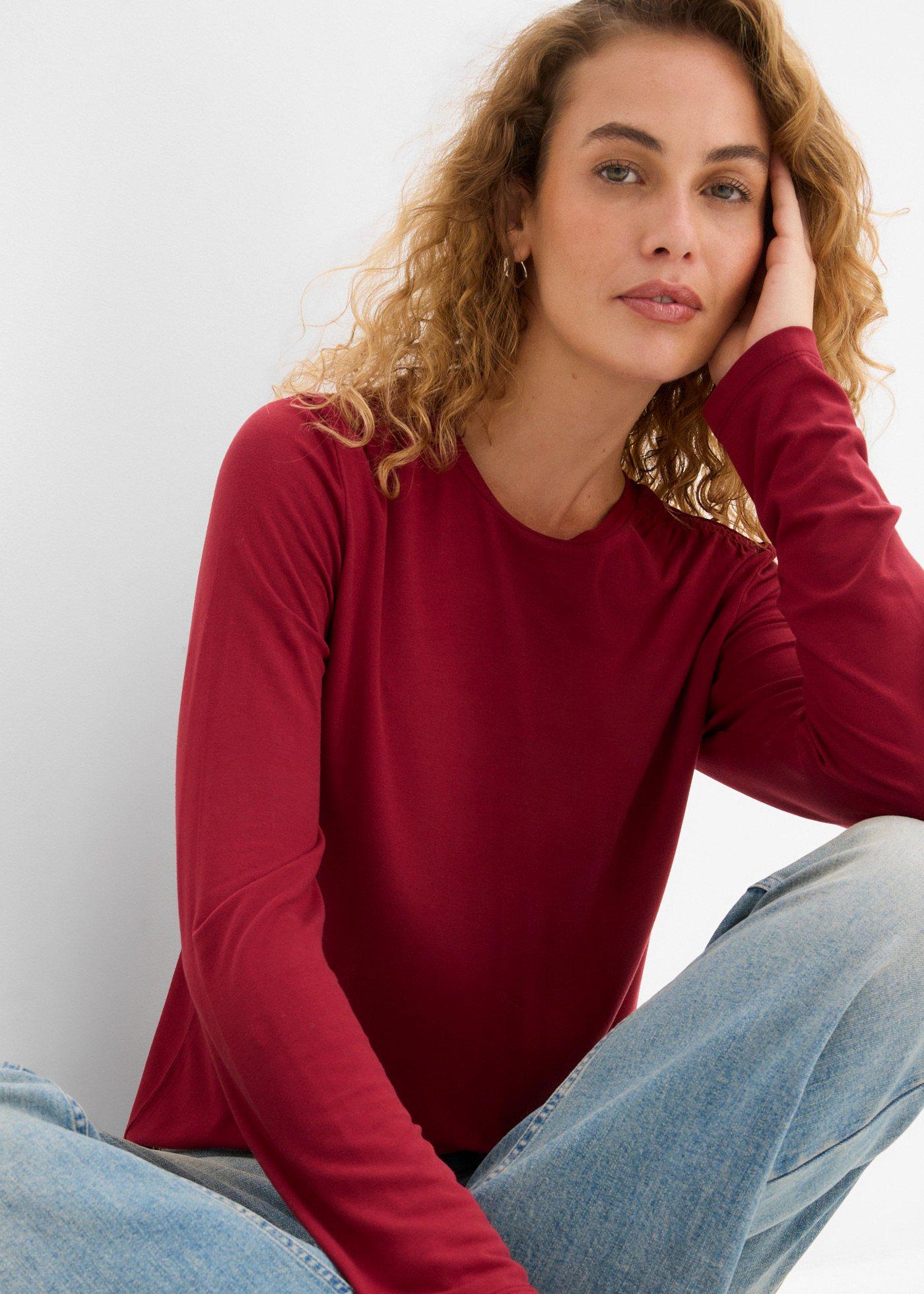 Bluzka z długim rękawem z elastycznej mieszanki wiskozy - Bonprix