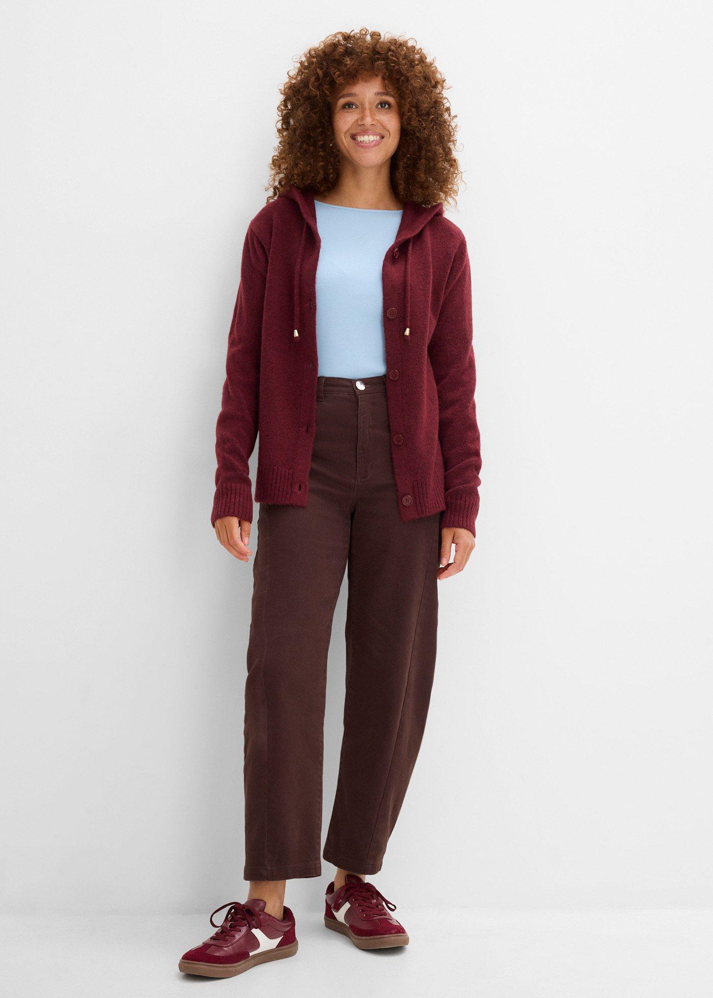 Sweter rozpinany z kapturem - Bonprix