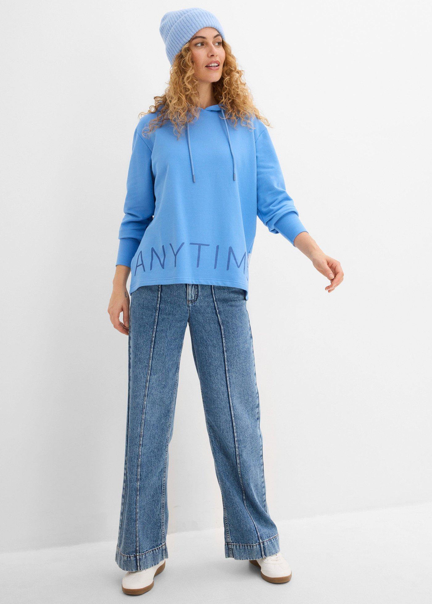 Bluza z kapturem z elastycznej mieszanki bawełny - Bonprix