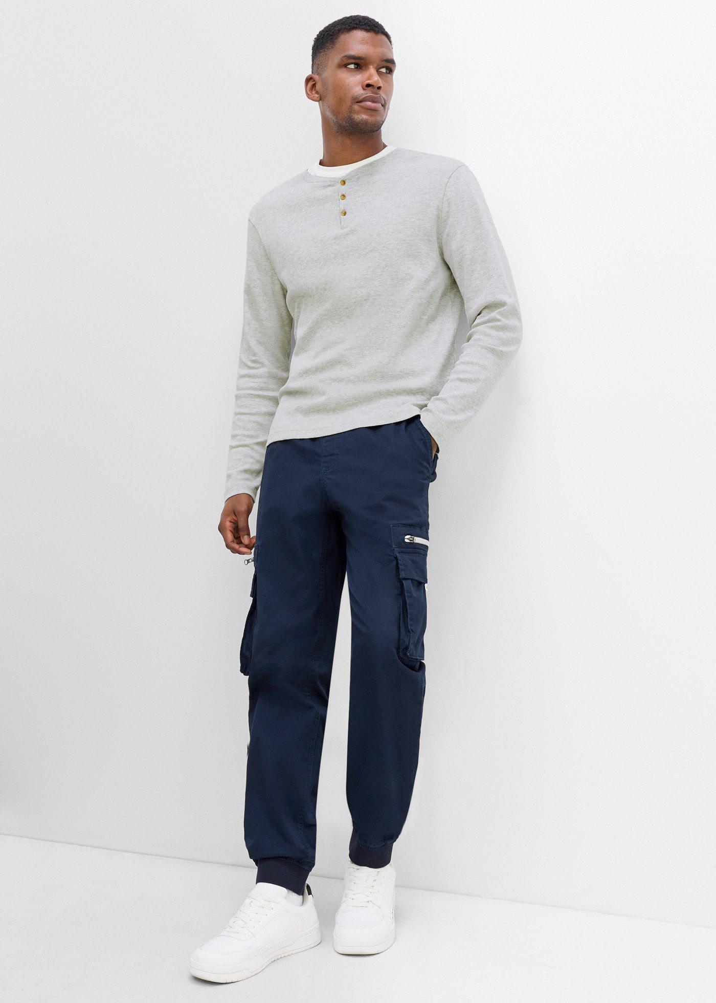Koszulka z prążkowanego materiału, z dekoltem henley (2 szt.) - Bonprix