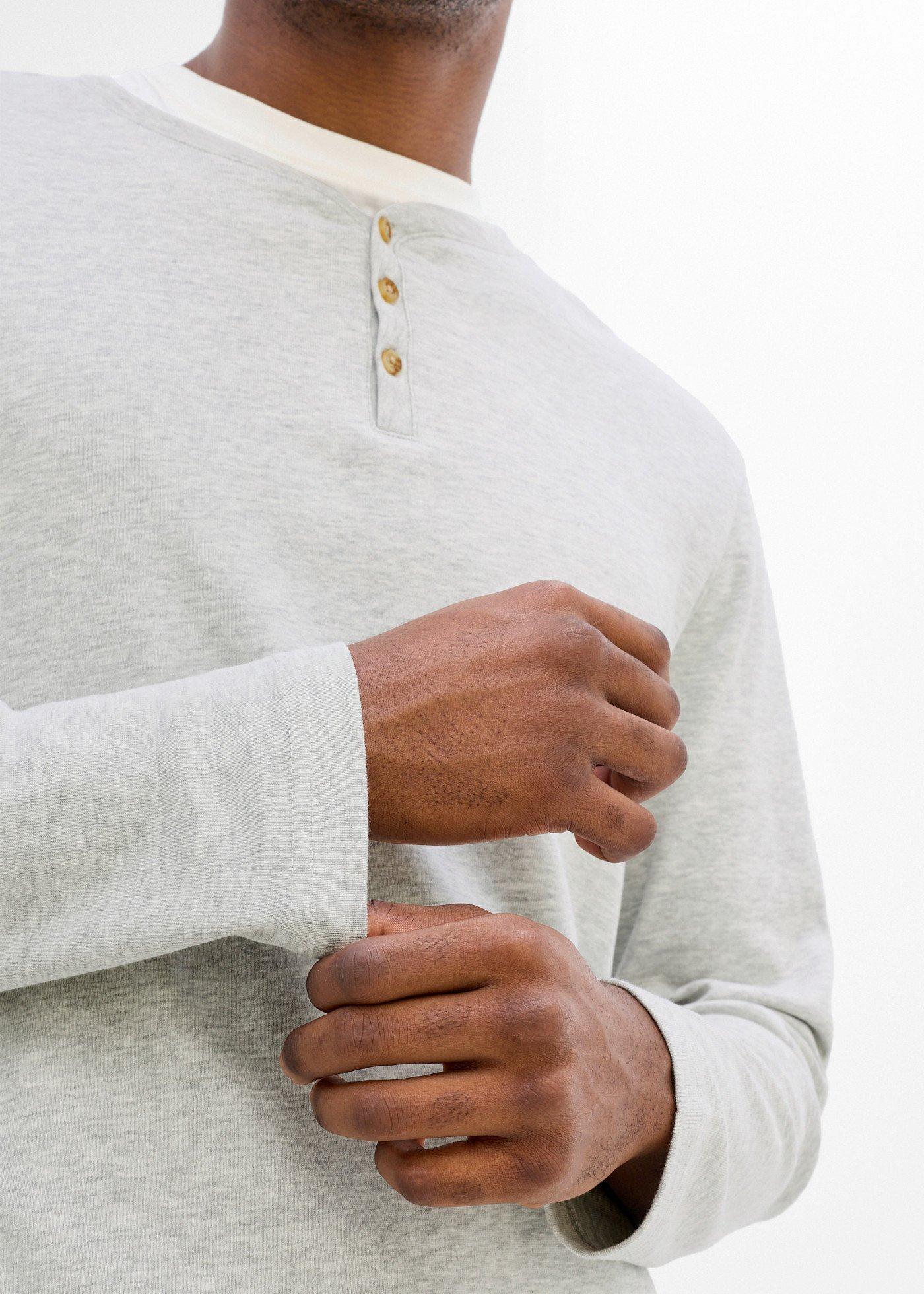 Koszulka z prążkowanego materiału, z dekoltem henley (2 szt.) - Bonprix