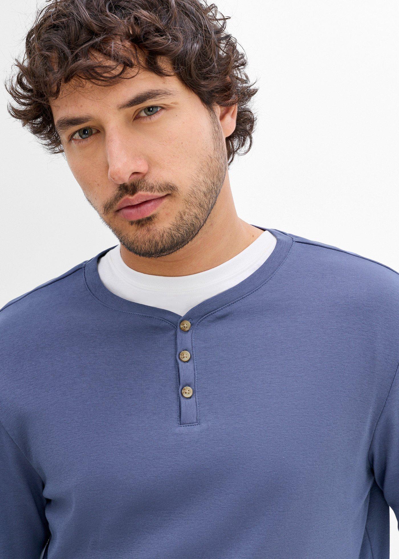 Koszulka z prążkowanego materiału, z dekoltem henley (2 szt.) - Bonprix