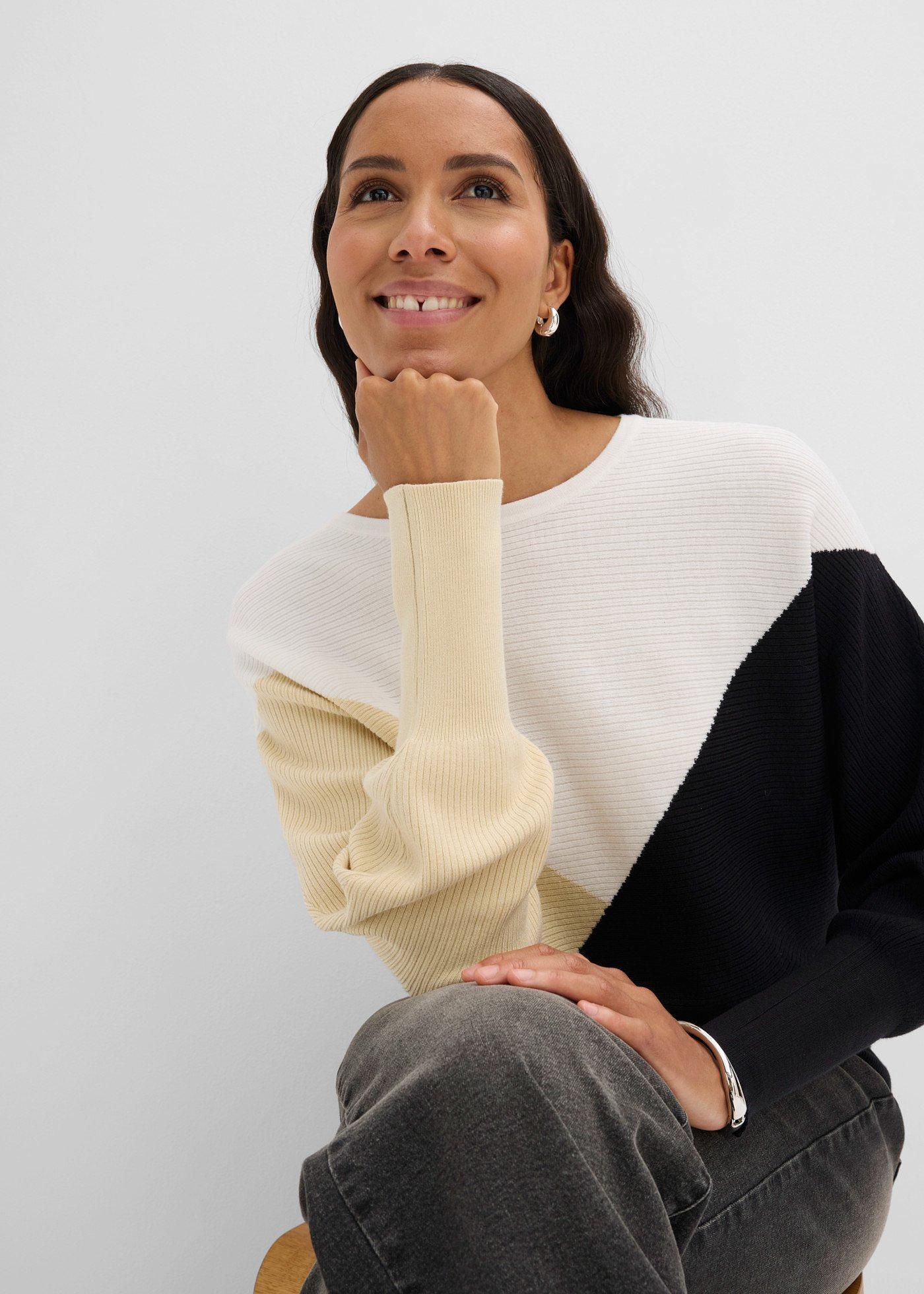 Sweter z cienkiej dzianiny z rękawami typu nietoperz - Bonprix