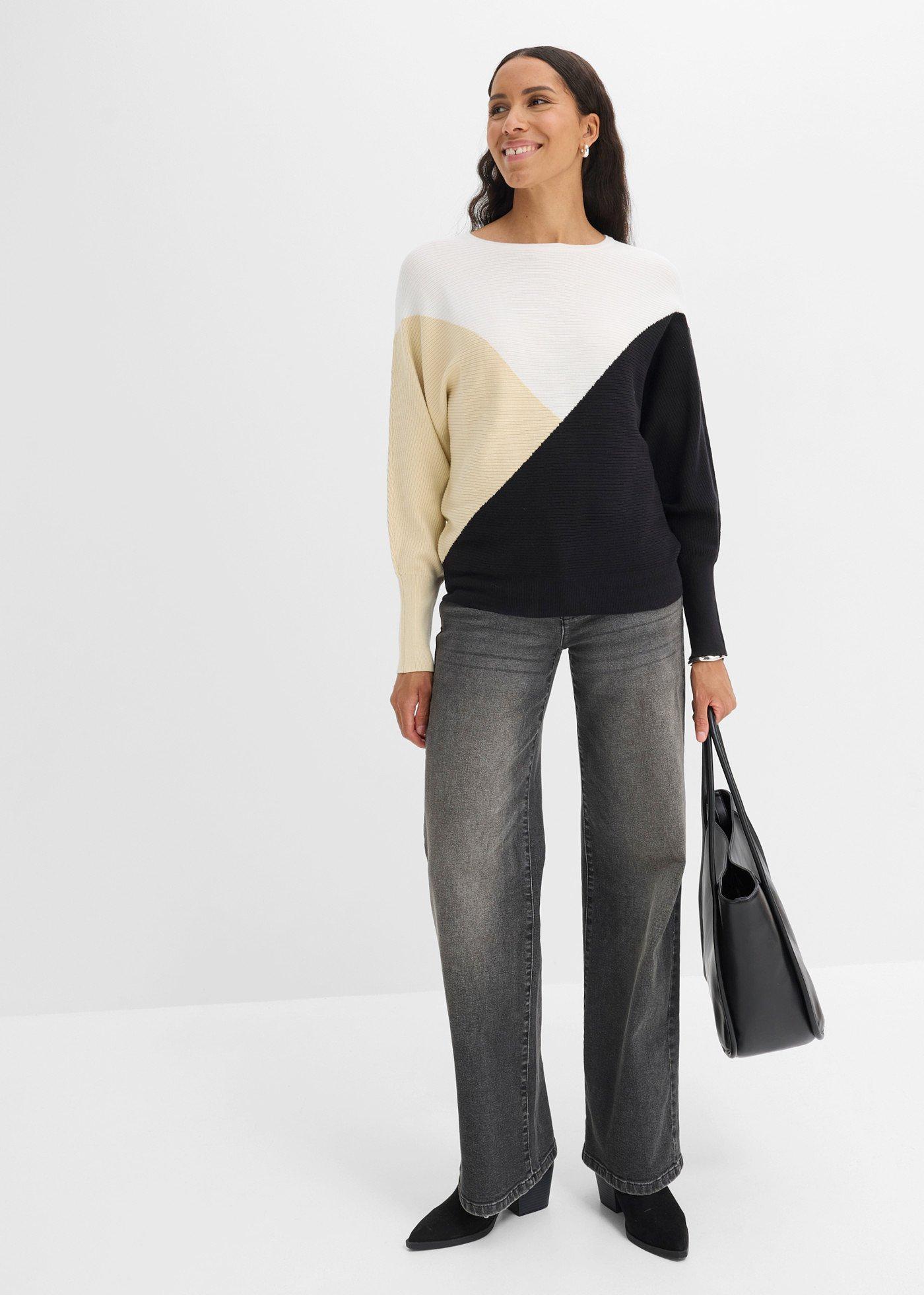 Sweter z cienkiej dzianiny z rękawami typu nietoperz - Bonprix