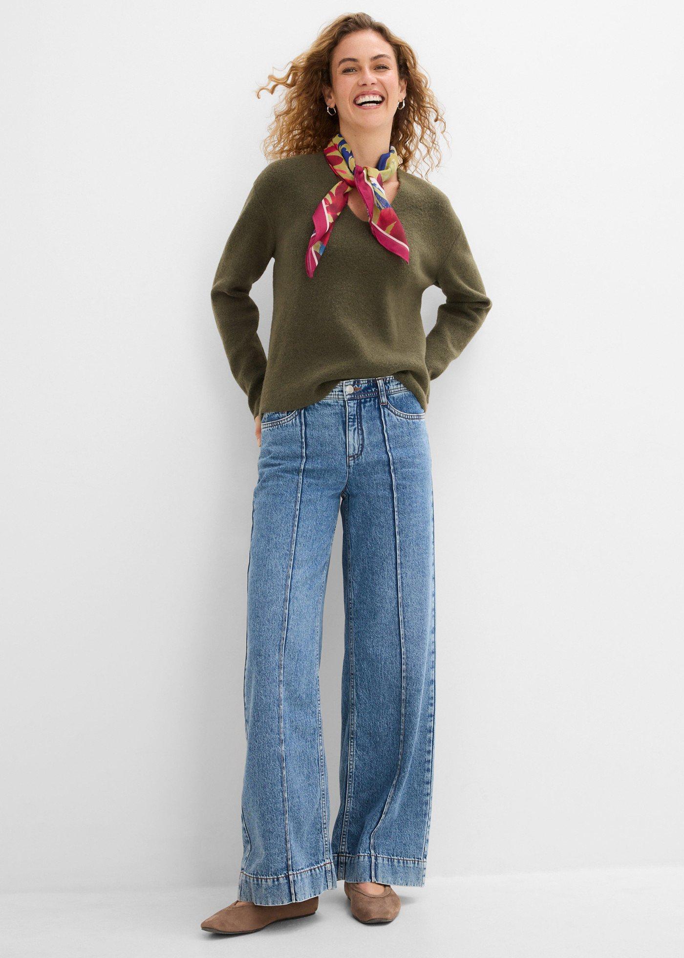 Sweter z dekoltem w serek - Bonprix