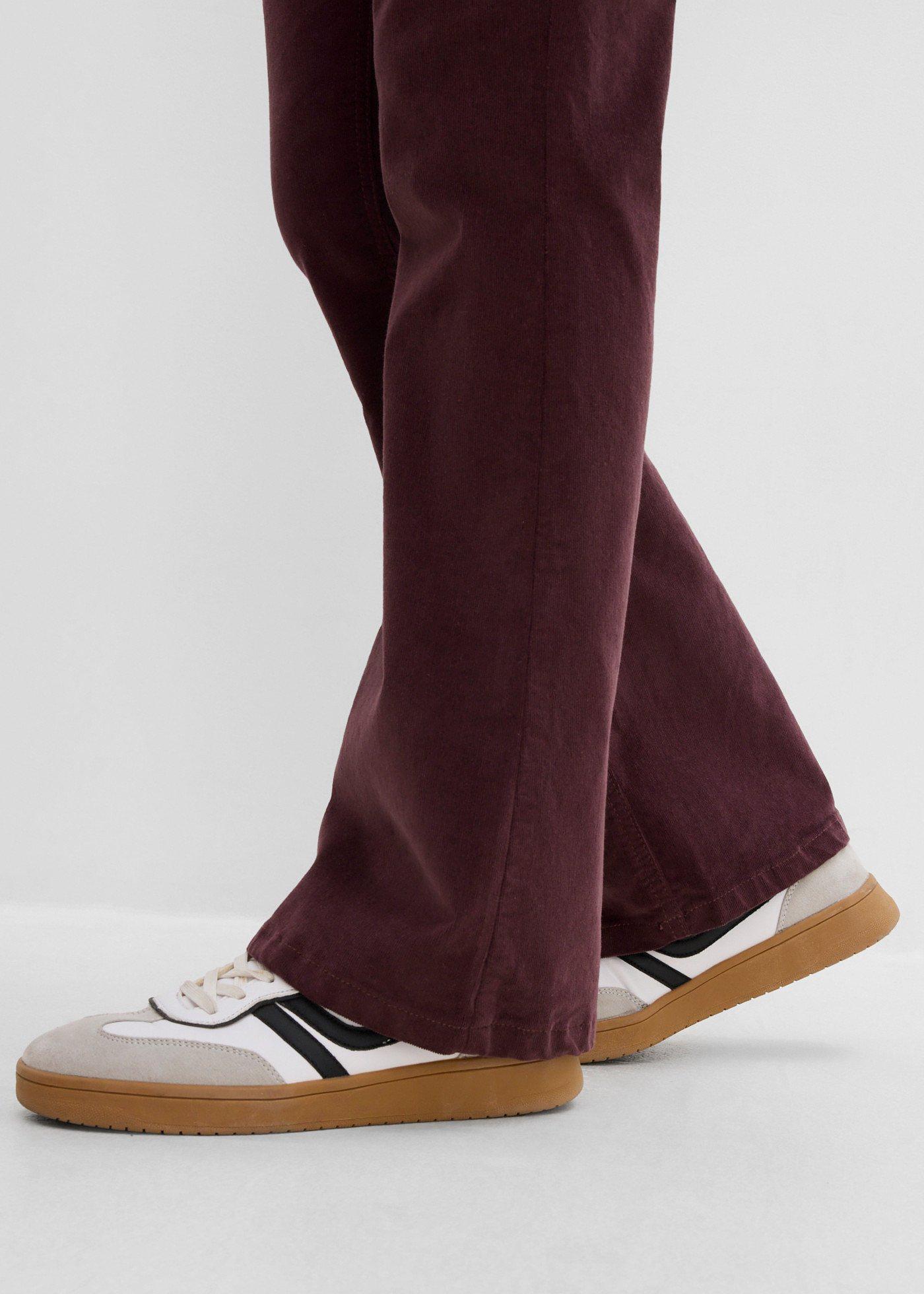 Spodnie sztruksowe z mieszanki bawełny, o kroju bootcut - Bonprix