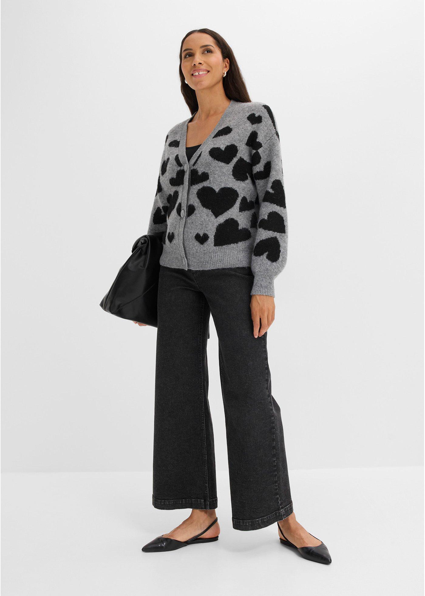 Sweter rozpinany w atrakcyjny wzór - Bonprix