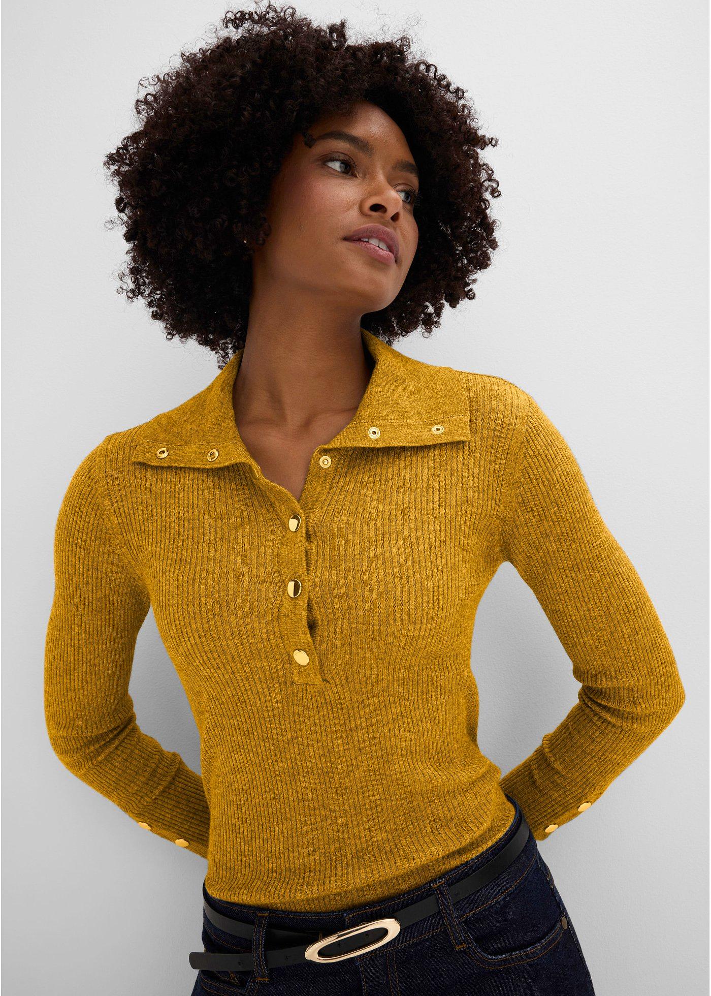 Sweter polo z wiskozą - Bonprix