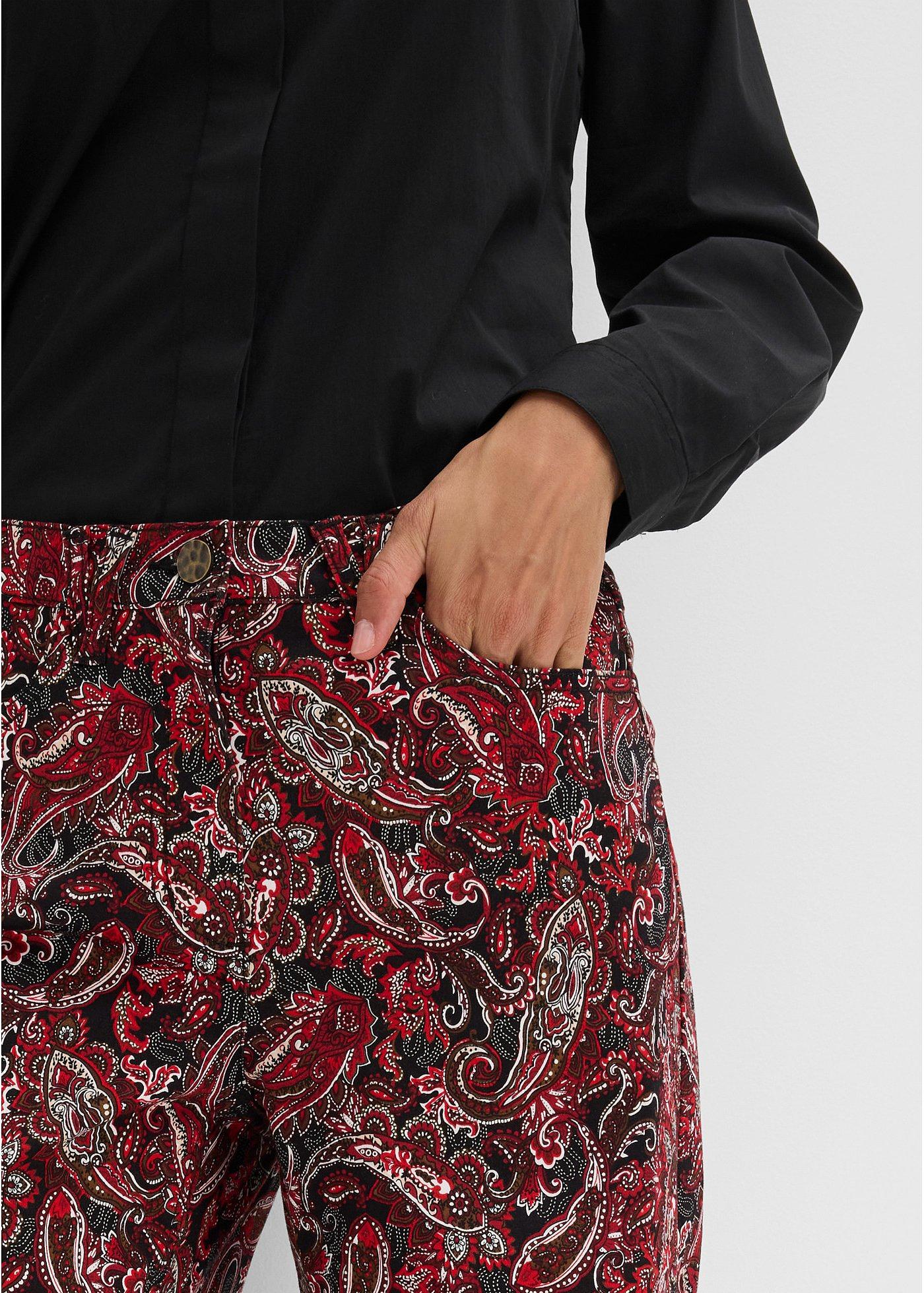 Spodnie wide leg z mieszanki bawełny ze stretchem - Bonprix