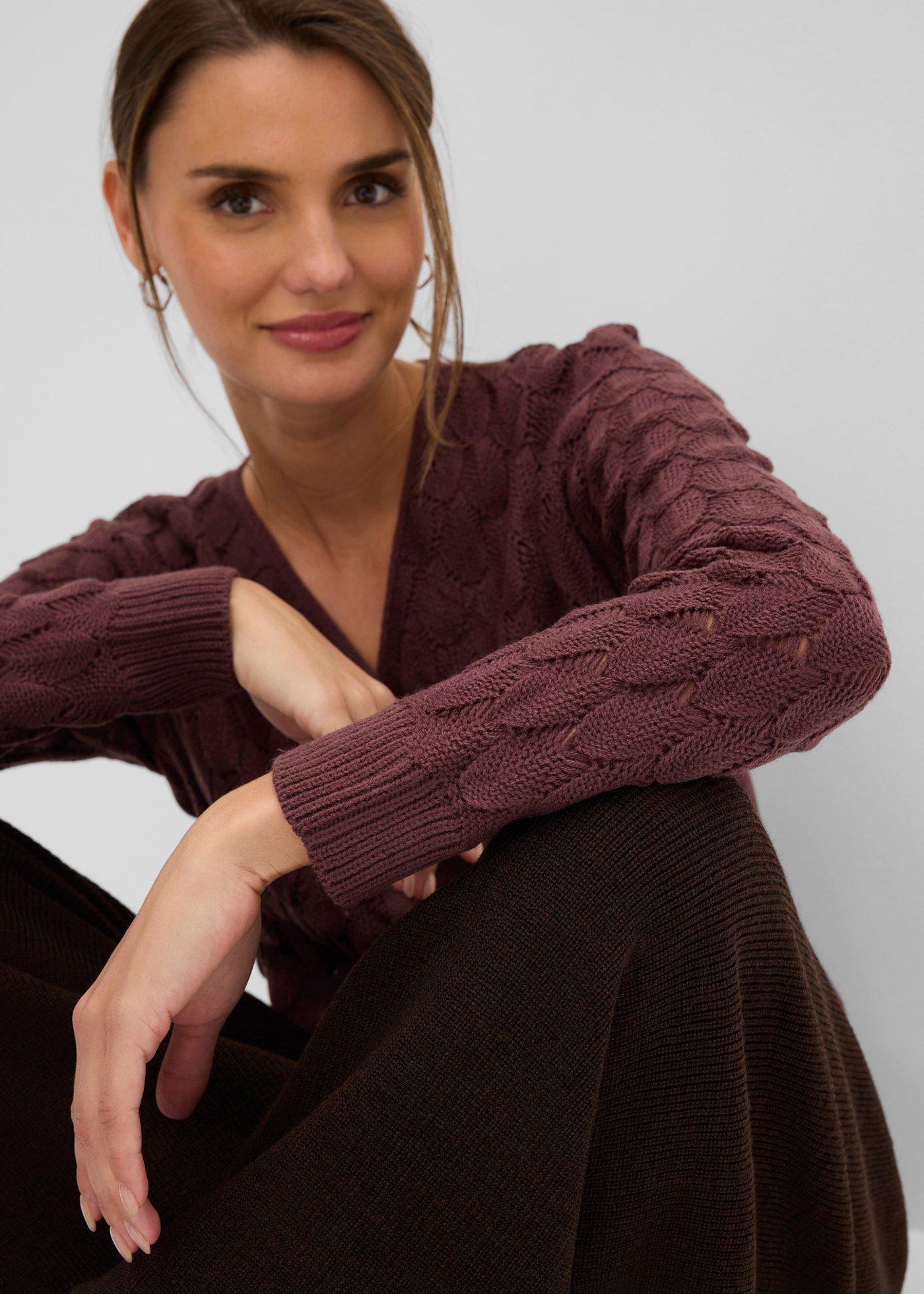 Sweter ażurowy w optyce kopertowego - Bonprix