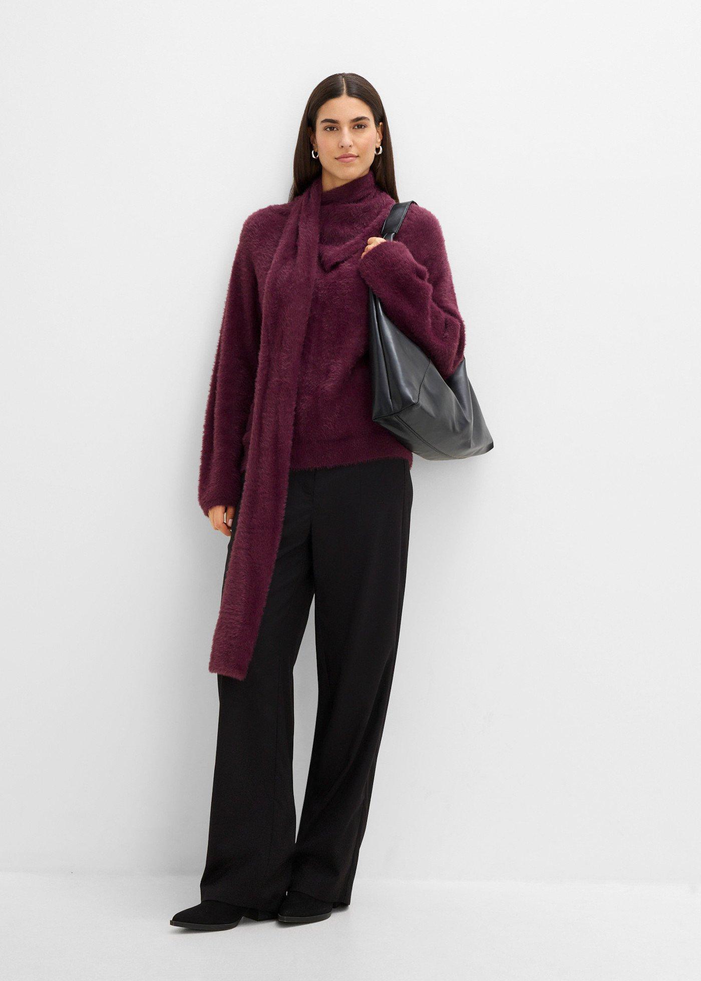 Sweter oversize z szalem - Bonprix
