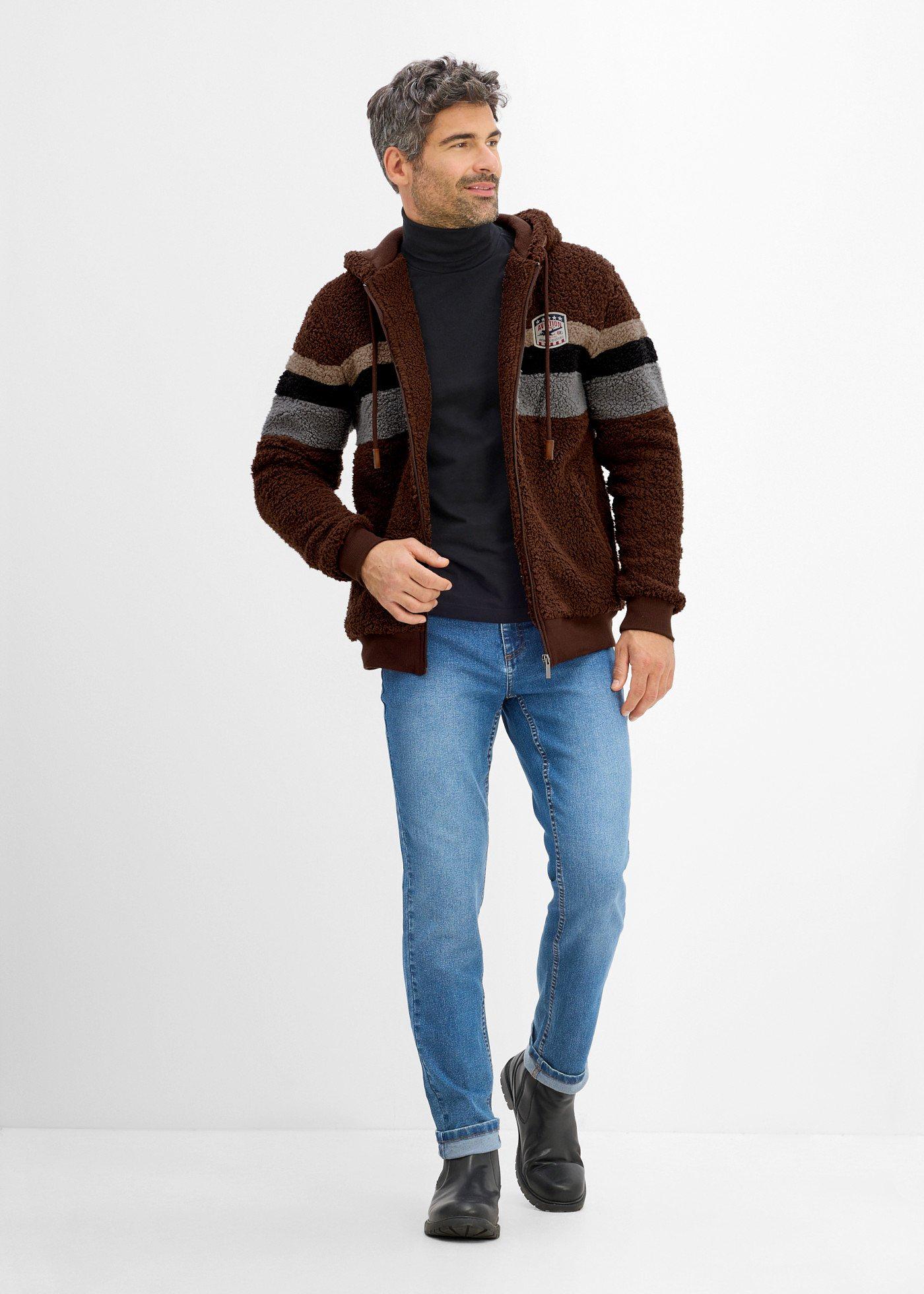 Bluza rozpinana z polaru baranka, z kapturem - Bonprix