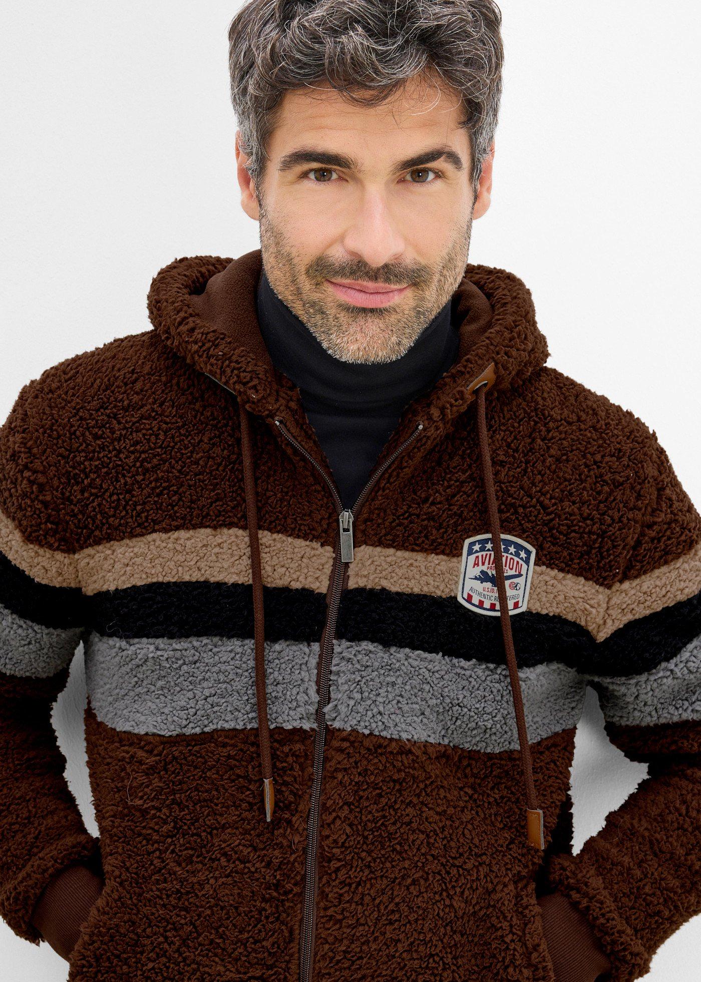 Bluza rozpinana z polaru baranka, z kapturem - Bonprix