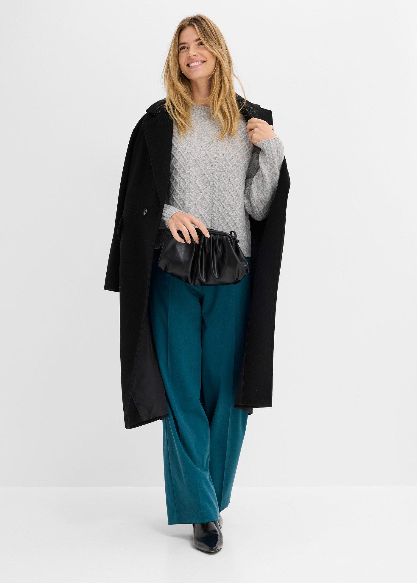 Sweter we wzór w warkocze - Bonprix