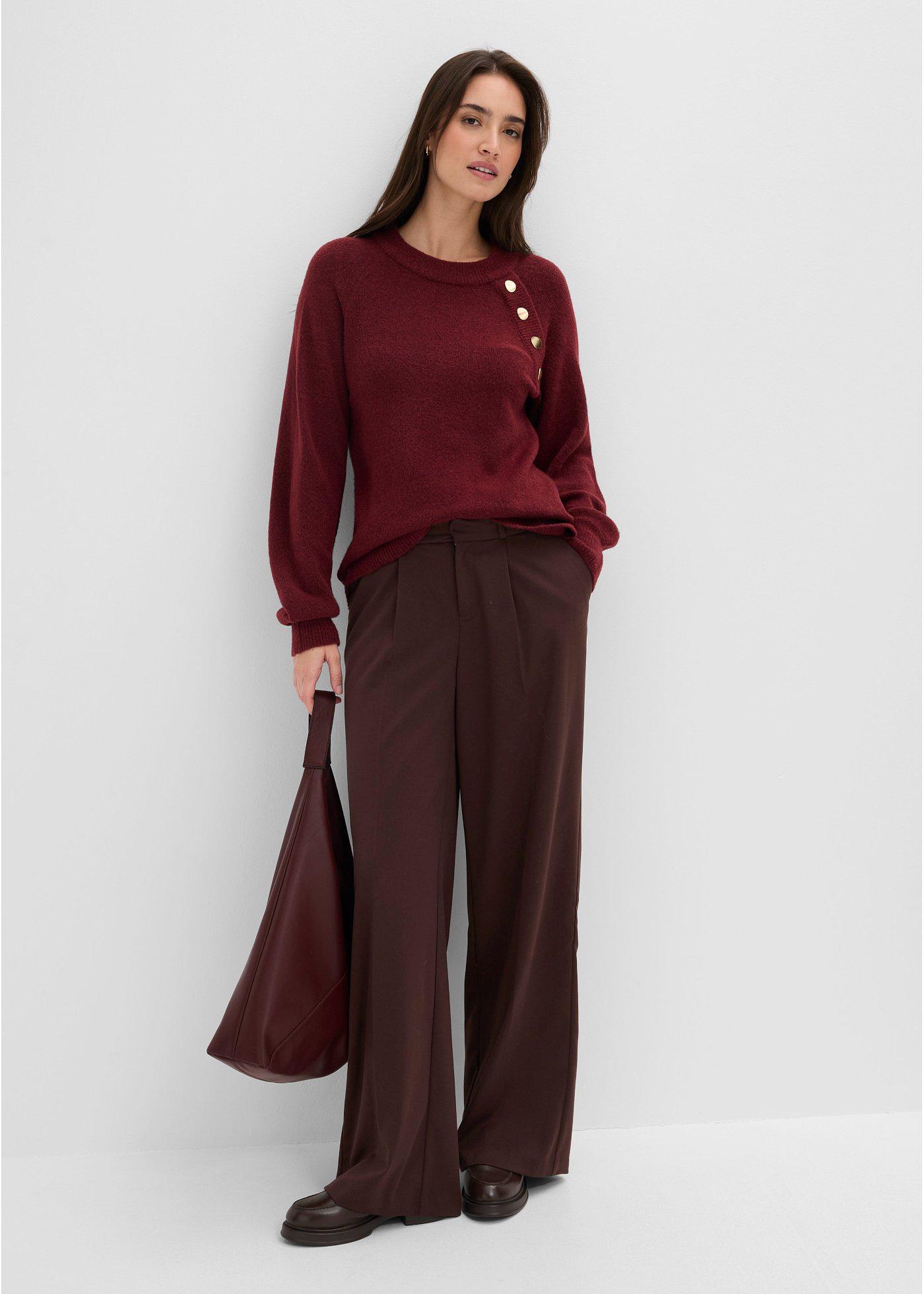 Sweter z ozdobnymi guzikami w złotym kolorze - Bonprix