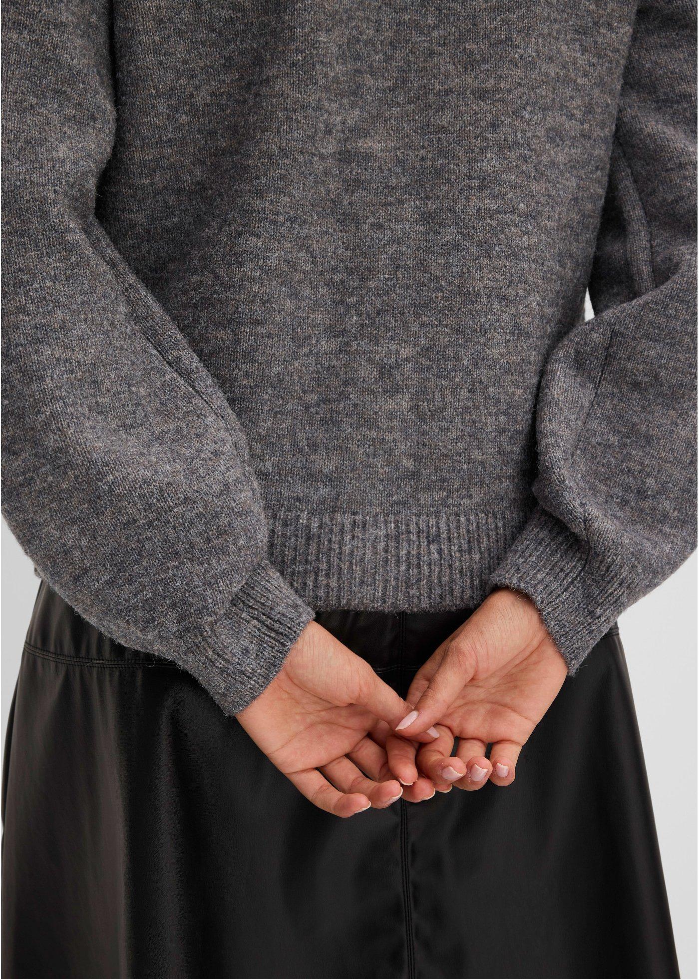 Sweter rozpinany z rękawami bufkami - Bonprix
