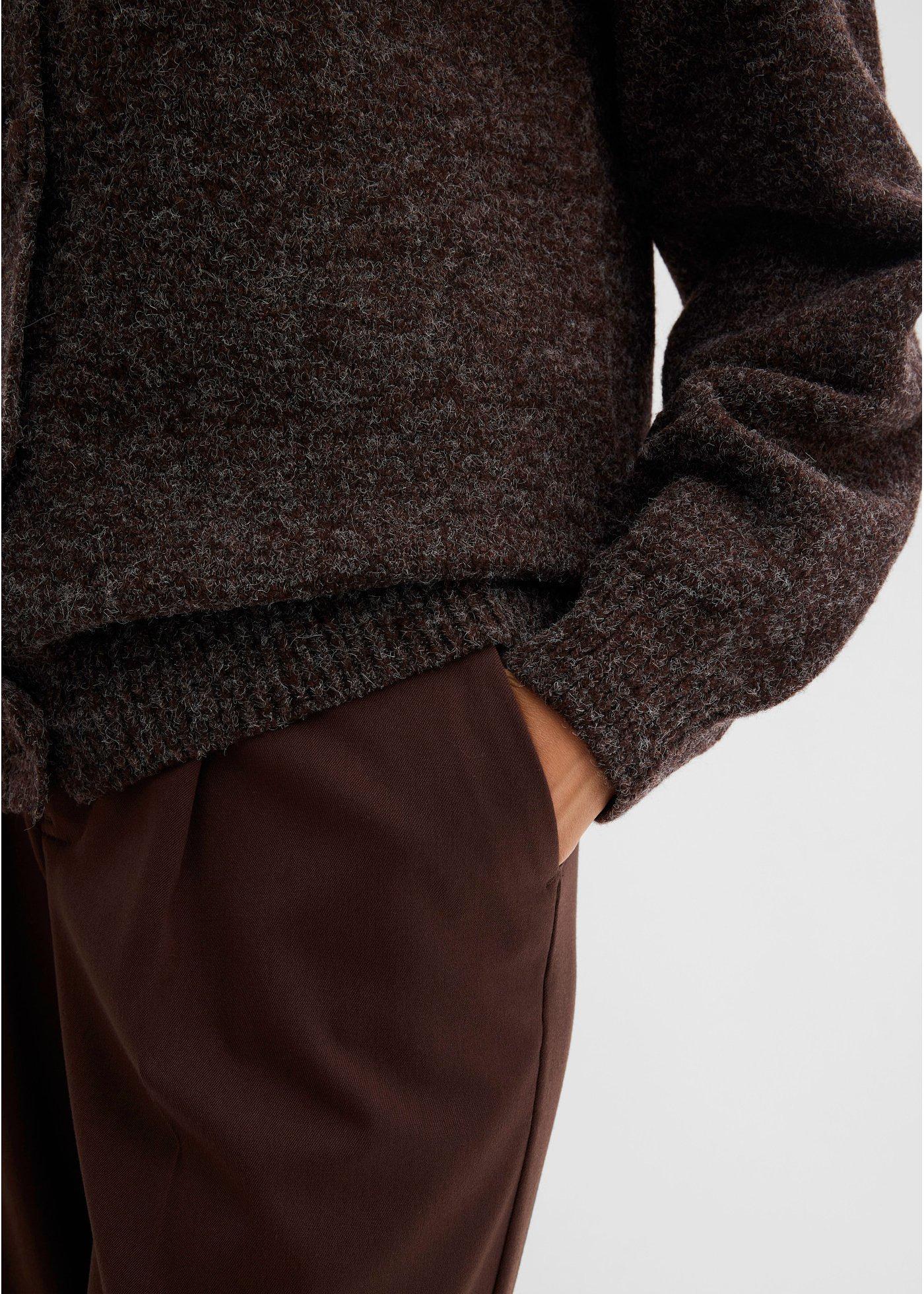 Sweter rozpinany z rękawami bufkami - Bonprix