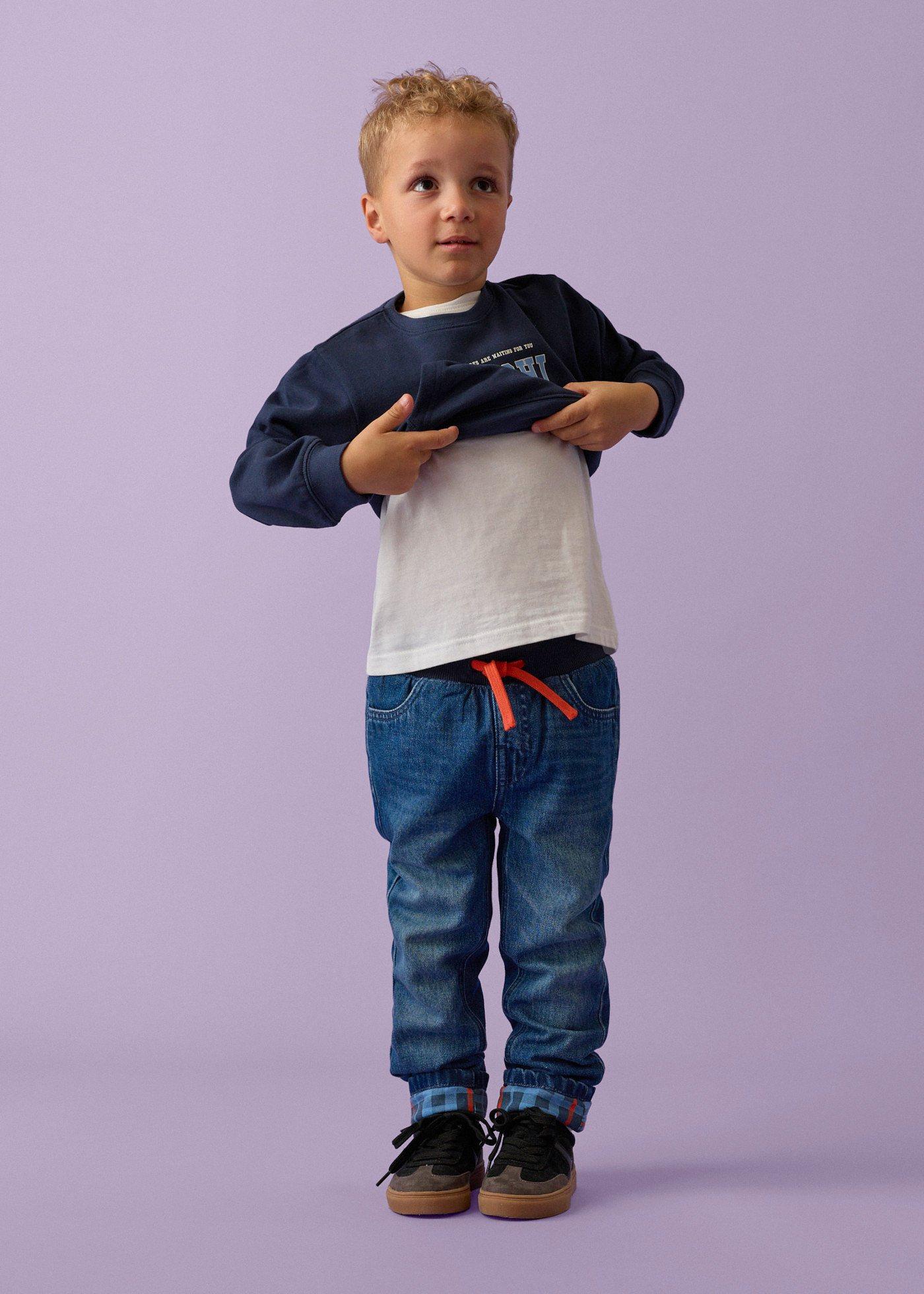 Ocieplane jeansy LURCHI o kroju regular fit z podszewką z dżerseju, straight - Bonprix