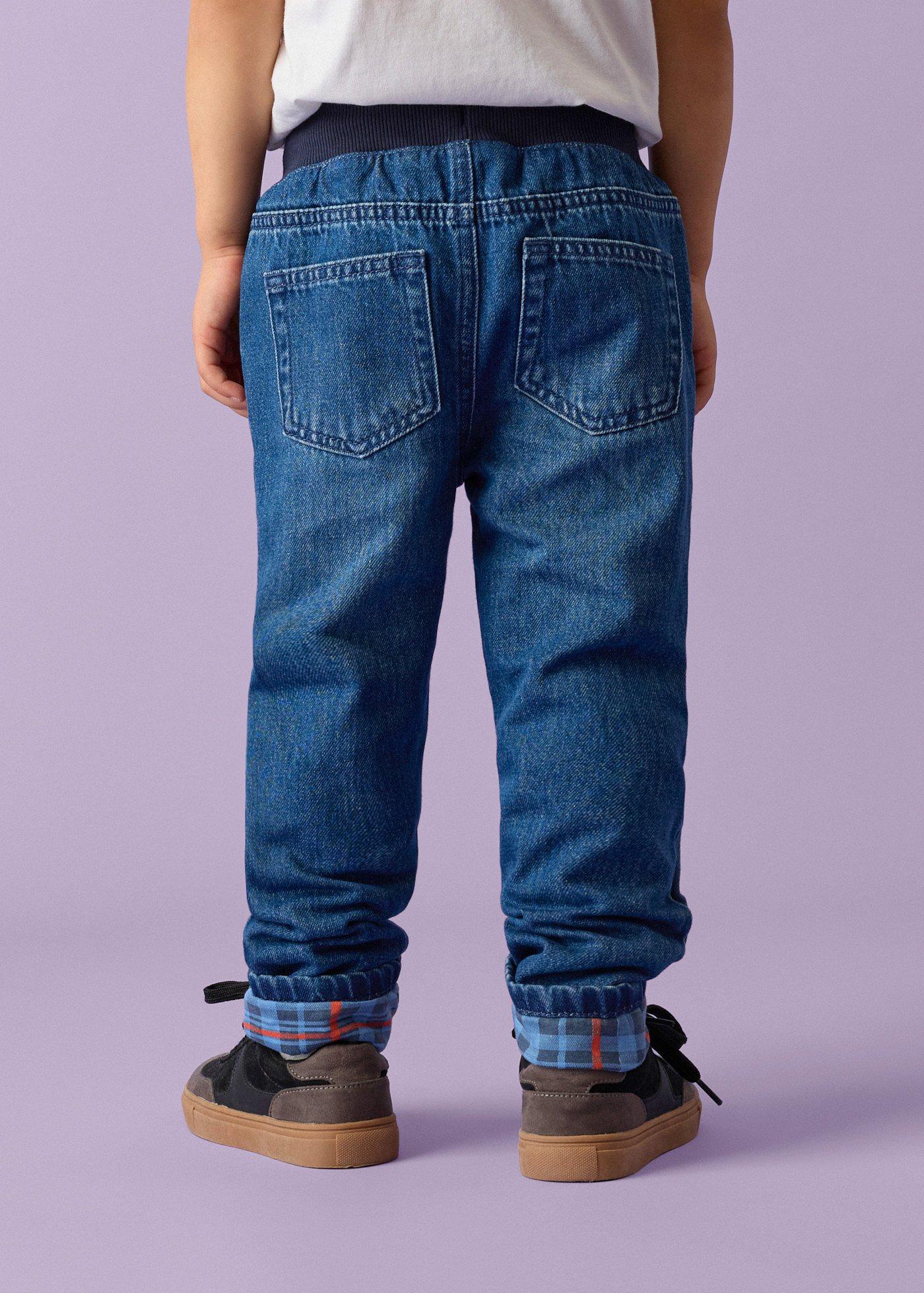 Ocieplane jeansy LURCHI o kroju regular fit z podszewką z dżerseju, straight - Bonprix
