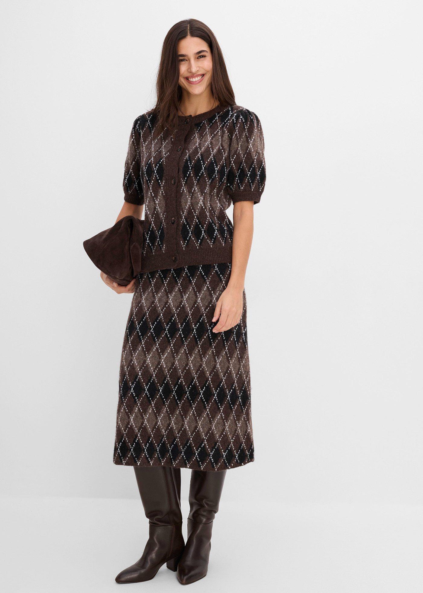 Sweter rozpinany z rękawami bufkami - Bonprix