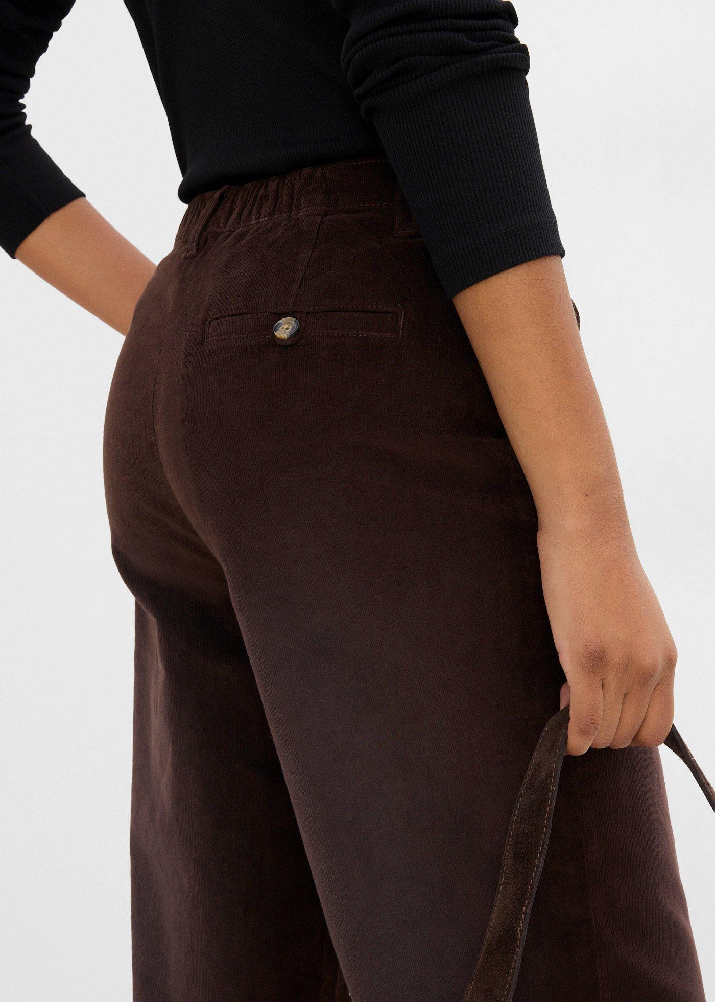 Spodnie sztruksowe, high waist, z mieszanki bawełny - Bonprix