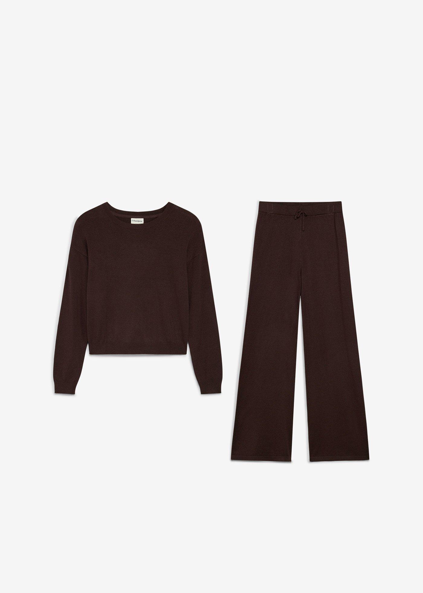 Cienki sweter i spodnie z dzianiny z miękkiej mieszanki wiskozy (komplet 2-cz.) - Bonprix
