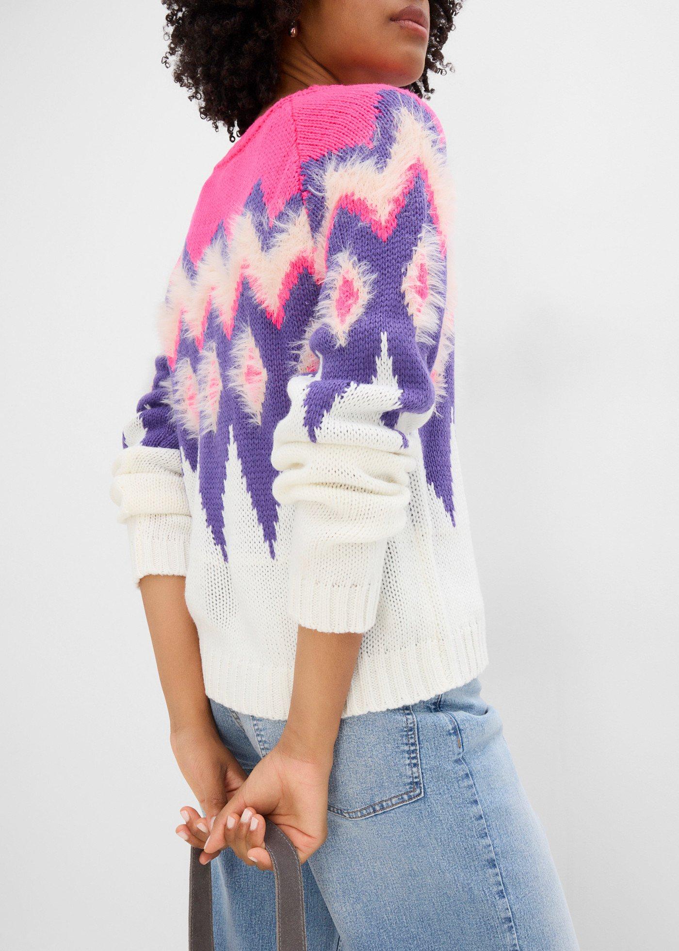 Sweter z grubej dzianiny we wzór Fair Isle - Bonprix