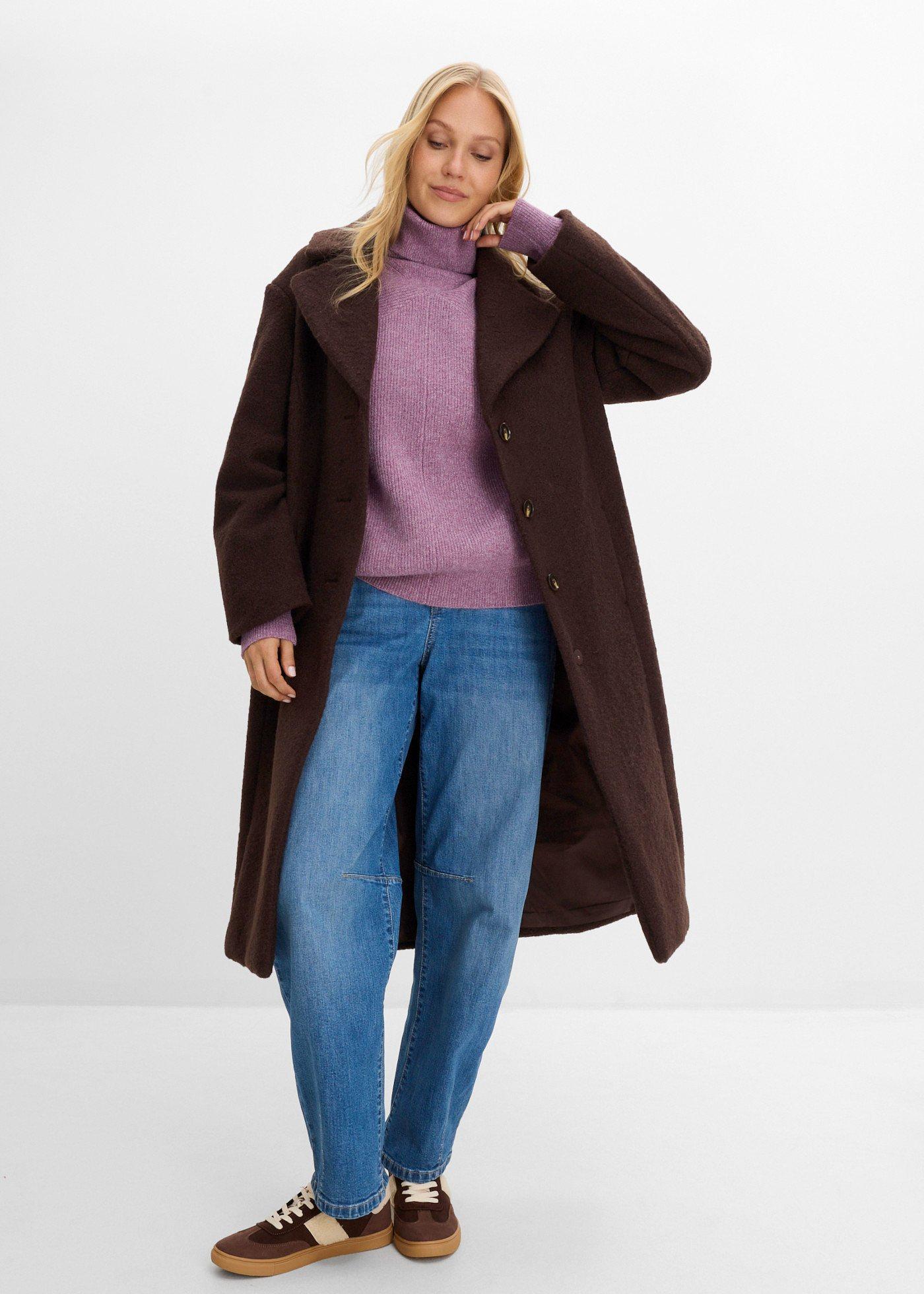 Sweter z golfem z rękawami typu bufki - Bonprix