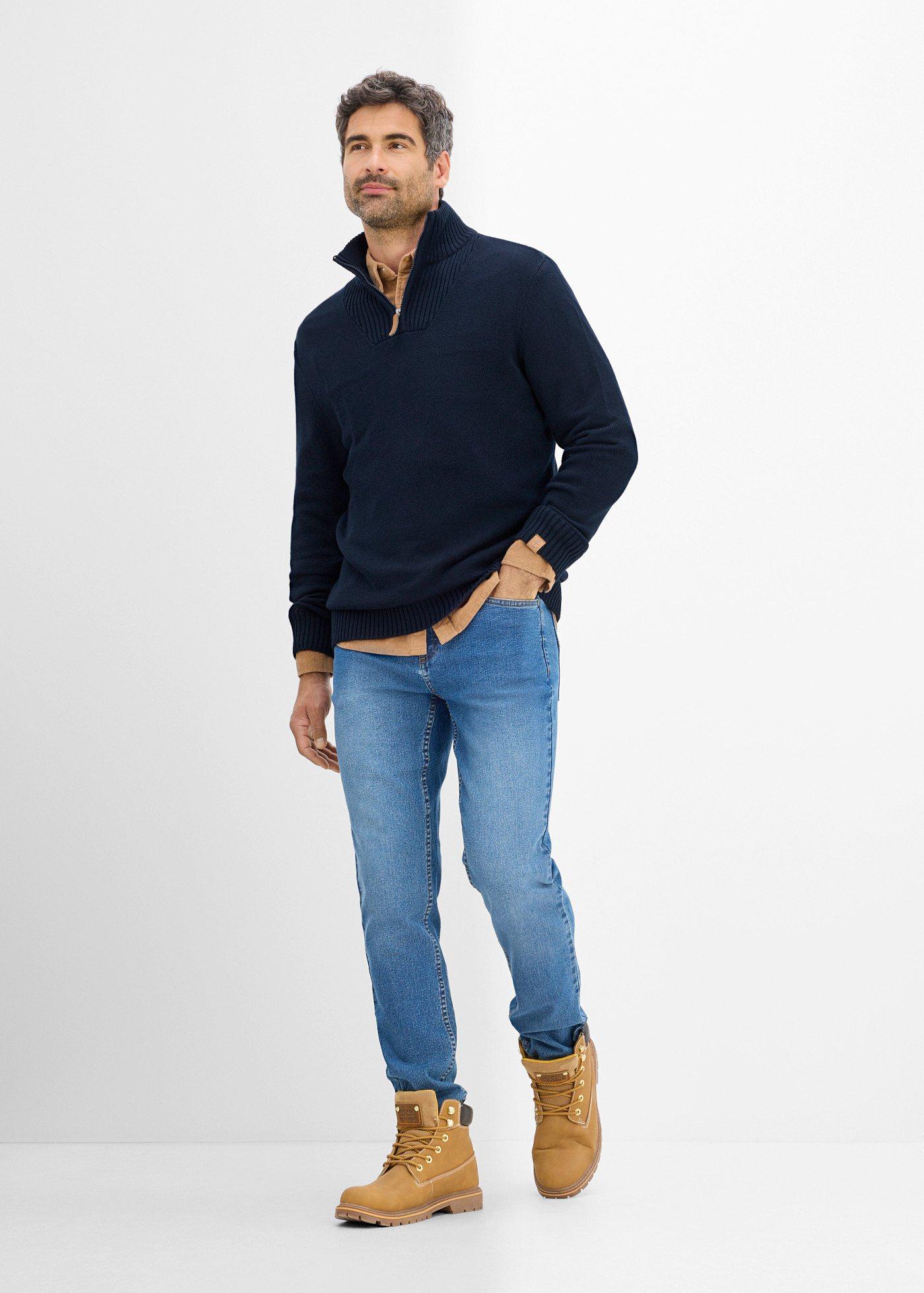 Sweter z kołnierzem zapinanym na zamek o kroju regular fit - Bonprix