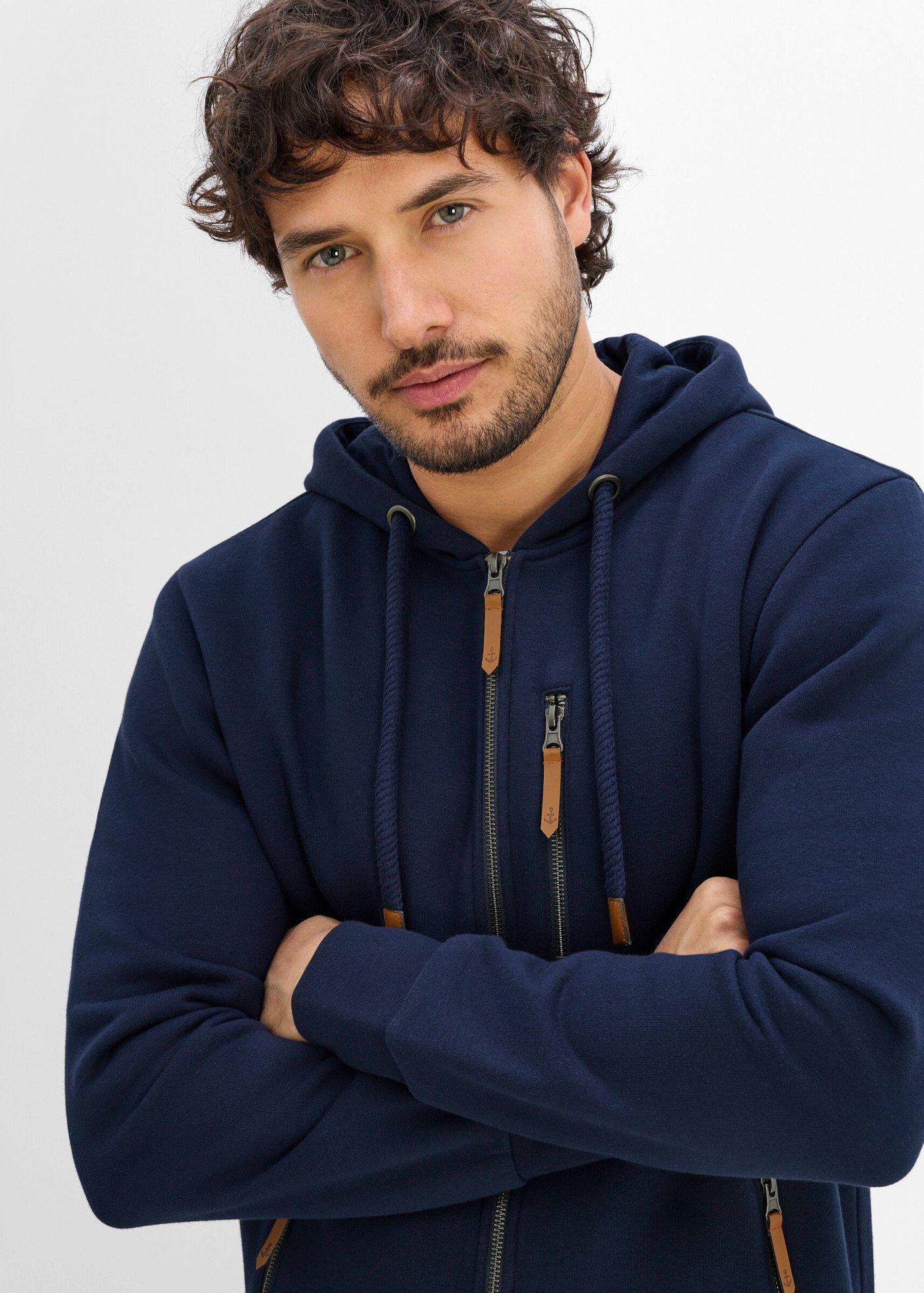 Bluza rozpinana z grubej dzianiny z detalami imitującymi skórę. - Bonprix
