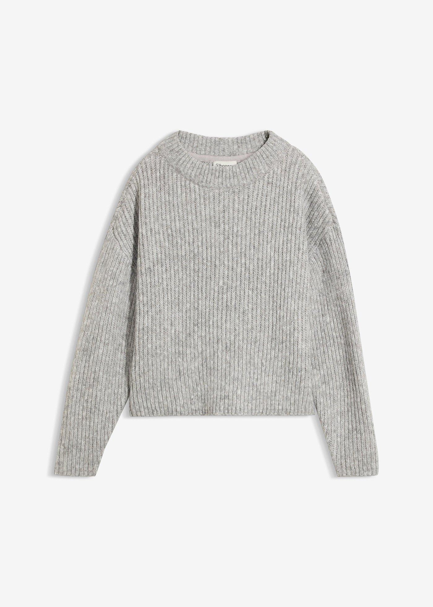 Pulover din tricot moale din lână, cu ochiuri mari