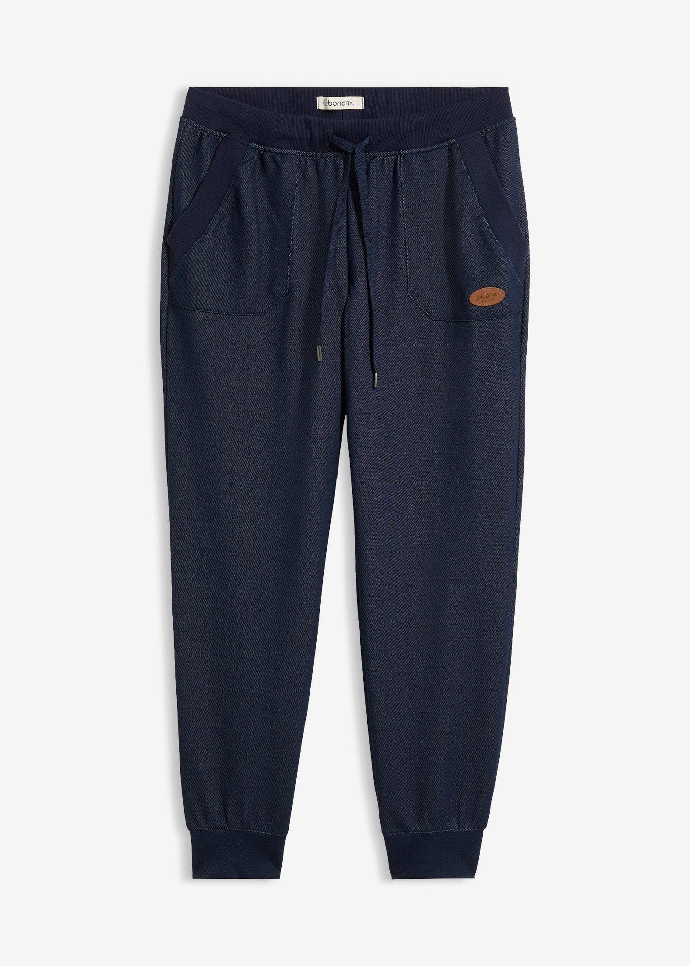 Pantaloni casual 7/8 cu aspect denim