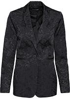 Modischer Einknopf Blazer Aus Satin Mit Jacquard Muster Schwarz