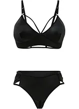 Bustier und String ouvert mit Wetlook (2-tlg.Set)