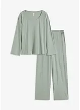 Pyjama mit weiter Hose aus Viskose in Strickoptik