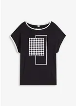 Shirt mit platziertem Druck und Kontrast Piping