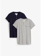 Henleyshirt mit Bio-Baumwolle, Kurzarm (2er Pack)