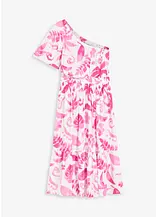 bedrucktes One-Shoulder-Kleid aus strukturierter Viskose