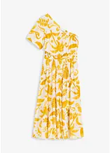 bedrucktes One-Shoulder-Kleid aus strukturierter Viskose