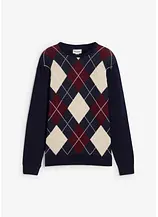 Pullover mit Argyle-Muster aus reiner Baumwolle