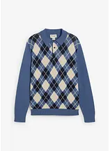 Polo-Pullover mit Argyle-Muster aus reiner Baumwolle