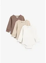 Langarmbody aus reiner Baumwolle zum Mitwachsen (3er Pack)