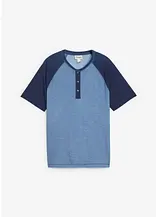 Henleyshirt, Kurzarm in gewaschener Optik aus reiner Bio-Baumwolle