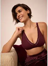 Geripptes Bralette mit Bio-Baumwolle und Spitze