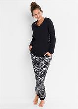 Pyjama aus reiner Bio-Baumwolle in schwarz von vorne (Totalaufnahme) - bonprix
