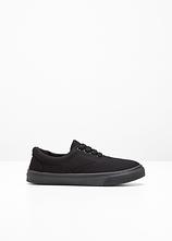 Sneaker aus Baumwoll-Canvas in schwarz von vorne - bonprix